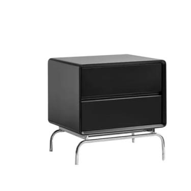 Imagem de Mesas de cabeceira pretas com gavetas de cabeceira móveis para quarto (D 50 cm)