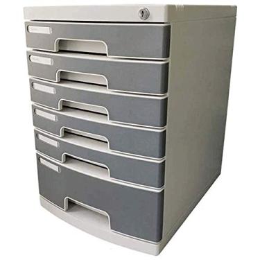 Imagem de Caixa de armazenamento de arquivos de mesa de escritório doméstico com trava e chave, pastas de arquivo, armário de arquivo, design inovador e atraente com gavetas fechadas 3/4/5/6, cinza (tamanho: 3
