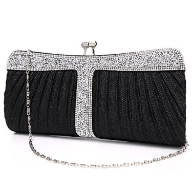 Imagem de Bolsas de mão com strass para mulheres bolsas e bolsas transversais para mulheres Formal Casamento Festa de formatura, Preto, Small