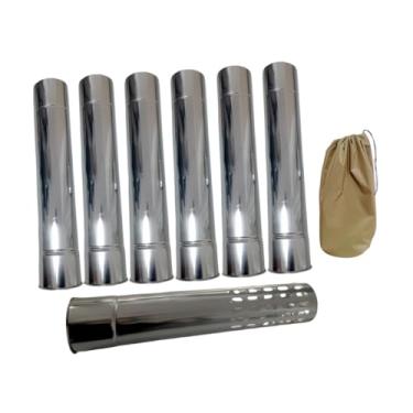 Imagem de Dynwave Tubo de chaminé para fogão de acampamento, extensão para aquecimento rápido, tubo de exaustão em aço inoxidável anti-escaldante para forno de
