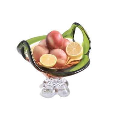 Imagem de VHDY85KA Prato de frutas grande de vidro, utensílios de mesa de cristal de vidro, prato de sobremesa decorativo, prato de doces de casamento, tigela decorativa para salada, frutas, legumes, bolo