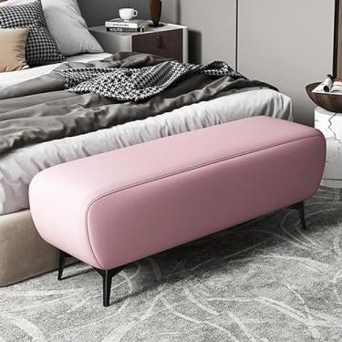 Imagem de Banco otomano de couro sintético premium, descanso de pé retangular multifuncional, assento acolchoado para armazenamento de sapatos, móveis modernos no final da cama, decoração de casa elegante