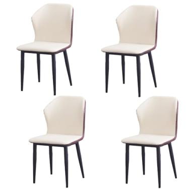 Imagem de Conjunto de 4 cadeiras de jantar de couro modernas - Cadeiras ergonômicas de recepção para balcão de cozinha, sala de estar e quarto - Móveis estofados e confortáveis (A 4)