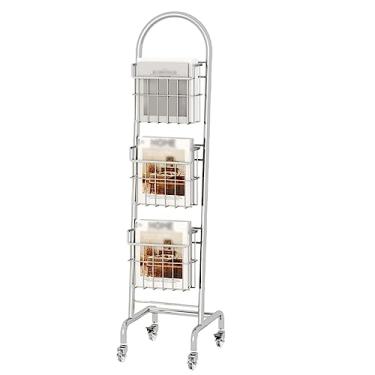 Imagem de Porta-revistas de chão com rodas - Organizador de arquivos de escritório e armazenamento de literatura para casa, sala de espera ou área de recepção - Design elegante e funcional