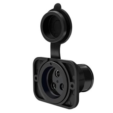 Imagem de Receptáculo de motor de pesca 70A - conector elétrico marítimo à prova d'água, para configuração de fio 2/3 12V, 24V, 12/24V, 24/36V, 36V ou 48V sistemas para iates Minn Kota Marine Receptáculo preto