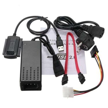 Imagem de Kit Cabo Adaptador Conversor Sata IDE para USB 2.0 com Fonte
