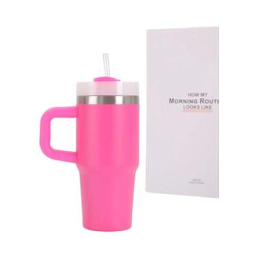 Imagem de Copo Térmico Portátil De Aço Inoxidável Com Alça, 14oz, Dupla Camada, 