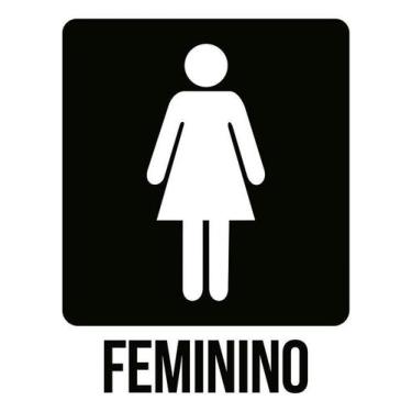 Imagem de Kit 10 Placa Acm Banheiro Feminino Preta Ícone 18X23 - Sinalizo