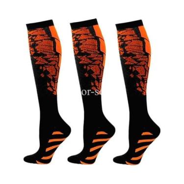 Imagem de Meias De Compressão Com Estampa Floral, Pacote Com 3 Pares Para Homens