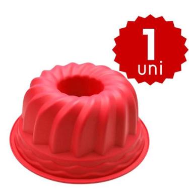 Imagem de Forma de Silicone Redonda Com Buraco Furo no Meio Para Bolo Pudim Manj