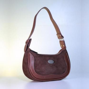 Imagem de Bolsa de Ombro Feminina em Couro Camurça - BAUARTE, Marrom