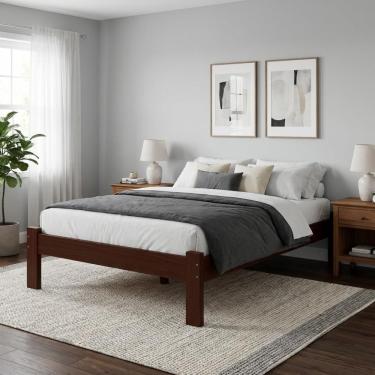 Imagem de Cama Turca Casal Reforçada Em Madeira Maciça Castanho