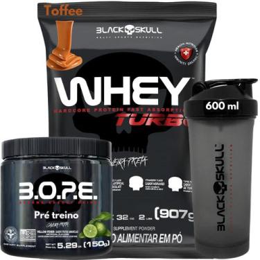 Imagem de Whey Protein TURBO Concentrado + Pré-treino Bope + Coqueteleira 600ml 