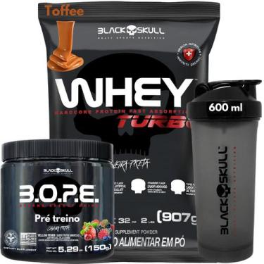 Imagem de Whey Protein TURBO Concentrado + Pré-treino Bope + Coqueteleira 600ml 