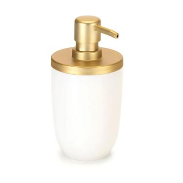 Imagem de Porta Sabonete Líquido 500ml Modelo Branco Dourado para Higiene Organização em Banheiro Ou Cozinha Arthi