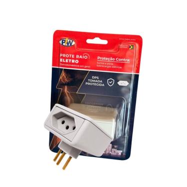 Imagem de Protetor Contra Surtos Elétricos PW203 para Aparelhos Eletrônicos 2 Tomadas Tripolares 10A Branco OEM