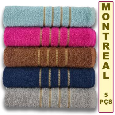 Imagem de Kit 5 Toalhas de Banho Montreal 5 Peças 100% Algodão 330G-M2 Alta Absorção Banhão 70X130