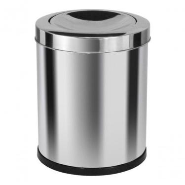 Imagem de Lixeira Tampa Meia Esfera 30L Aço Inox Abertura Basculante com Bandeja Interna Inox Hig...