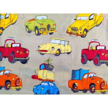 Imagem de Kit Jogo de Lençol Solteiro Carros Coloridos 2 Peças Microfibra 170 Fios 100% Poliéster com Elástico OEM