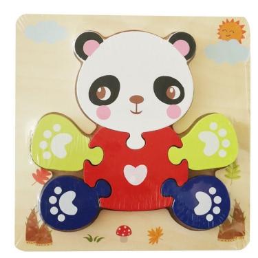 Imagem de Quebra-Cabeça de Madeira 3D Cor Panda Educativo em Formato Tangram com Desenho de Anima...