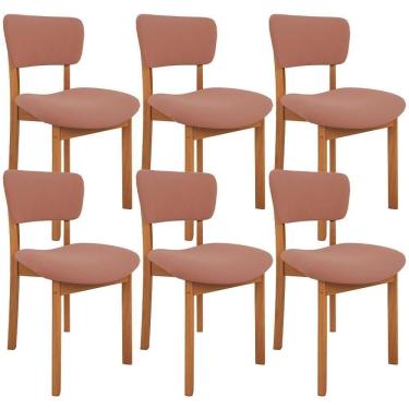 Imagem de Kit 06 Cadeiras Para Sala De Jantar Cozinha Living Estofada Dara L02 Suede Rosê - Lyam Decor