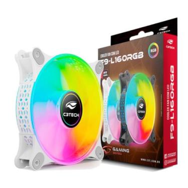 Imagem de Cooler Fan F9-L160WH C3Tech RGB 120 mm 9 laminas, Rolamento Hidraulico