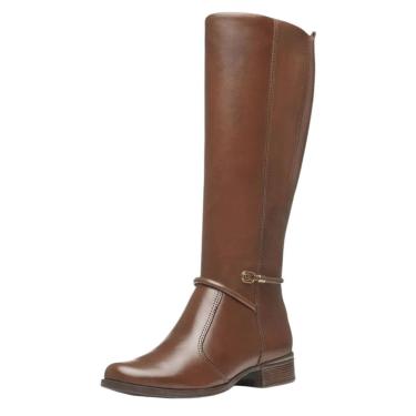 Imagem de Bota Feminina Over Couro Resistente Elegante Conforto Pegada