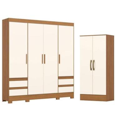 Imagem de Guarda Roupa Casal 04 portas 04 Gavetas B383 com Armário Multiuso Prim