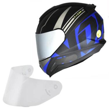Imagem de Capacete Masculino Norisk Razor Full Azul Viseira Prata, Preto Azul Fo