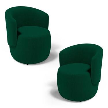 Imagem de Kit 02 Poltronas Decorativas Aisha Orgânica Bouclê Verde - Desk Design