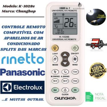 Imagem de Controle Remoto Universal K-1028e para Ar Condicionado Electrolux Rine