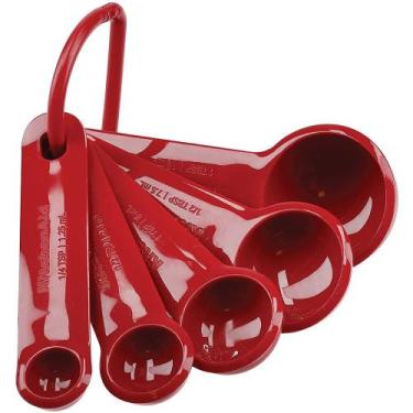 Imagem de Conjunto de Colheres de Medidas Vermelha 5pçs - KitchenAid, Vermelho