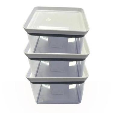 Imagem de Kit 3 potes hermeticos jogo porta mantimentos empilhavel organizador e