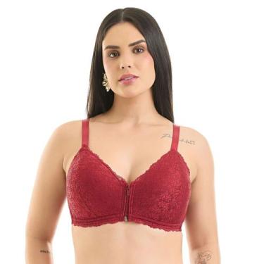 Imagem de Sutiã Feminino Com Bojo Rendado Zíper Frontal Vi Lingerie, 46, Divino