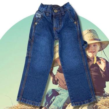 Imagem de Calça Country Infantil Masculina King Farm Carpinteira Blue Kids Cowbo
