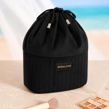 Imagem de Necessaire Grande Porta Maquiagem Skincare Cosméticos Veludo Porta Maq