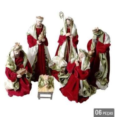 Imagem de Presépio de Natal 6 Peças 40cm Resina / Seda Pintada Saldão - Rio Mast