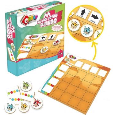 Imagem de Jogo Educativo para Onde Estou Olhando em MDF Lateralidade e Percepção Visual Carlu Brinquedos