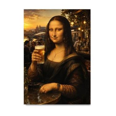 Imagem de Placa Decorativa Mona Lisa no Happy Hour 21x30cm - Quadro Decoração