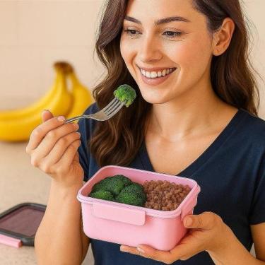 Imagem de Saladeira Rosa Tigela Marmiteira Alimento Talher Comida Pote Saladas F