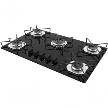 Imagem de Cooktop a Gás Fogatti Ori 5 Bocas Vidro Temperado Acendimento Automático Preto Bivolt