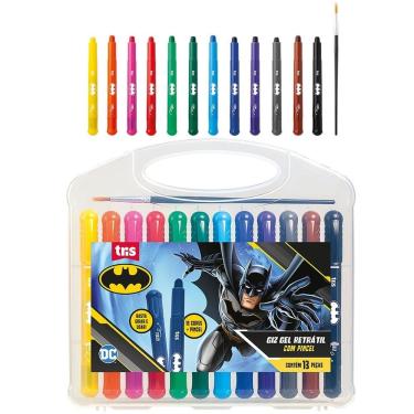 Imagem de Giz Gel Retrátil Tris Batman Caixa 12 Cores + Pincel