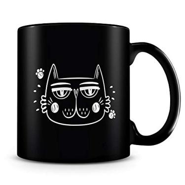 Imagem de Caneca Personalizada Trabalho Duro Pelo Meu Gato (100% Preta)