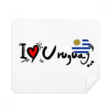 Imagem de I Love Uruguai Bandeira da Palavra Amor Ilustração Coração Pano de Limpeza Limpador de Tela 2 Peças Tecido de Camurça
