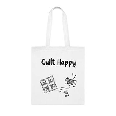 Imagem de Colcha Happy Tote Bag, Colcha Happy Tote Presente, Colcha Happy Shoulder Bag, Colcha Happy Reutilizável, Cesta de Natal de Aniversário, Presente Para Ela, Presente Para Ele, Bolsa Feminina, Branco