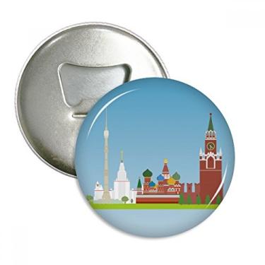 Imagem de Moscou Rússia National Symbol Pattern Abridor de Garrafas Ímã de Geladeira Emblema Multifuncional