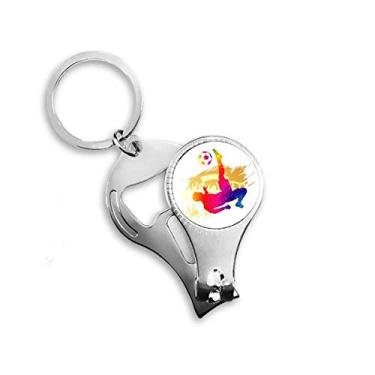 Imagem de Cheered Football Player Bicycle Kick Nail Nipper Ring Chaveiro Abridor de Garrafas Cortador