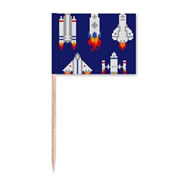Imagem de Marcadores de palito de dente com astronomia de foguete espacial para decoração de festa