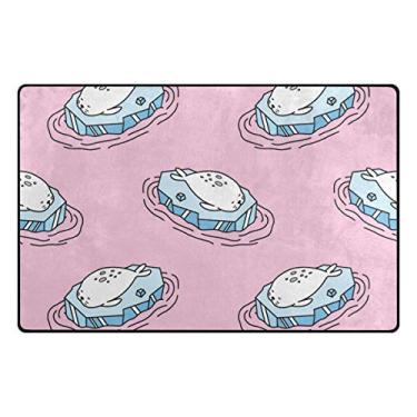 Imagem de My Little Nest Tapete de área leões marinhos gelo rosa leve antiderrapante tapete macio 3'3" x 5', esponja de memória interior decoração externa tapete para entrada sala de estar quarto escritório cozinha corredor