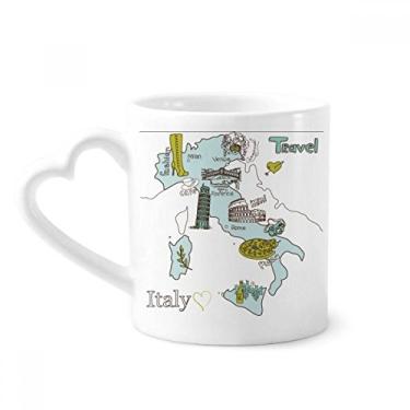 Imagem de Mapa da cidade Itália Marco Nacional Padrão Caneca Café Cerâmica Copo de Coração de Vidro